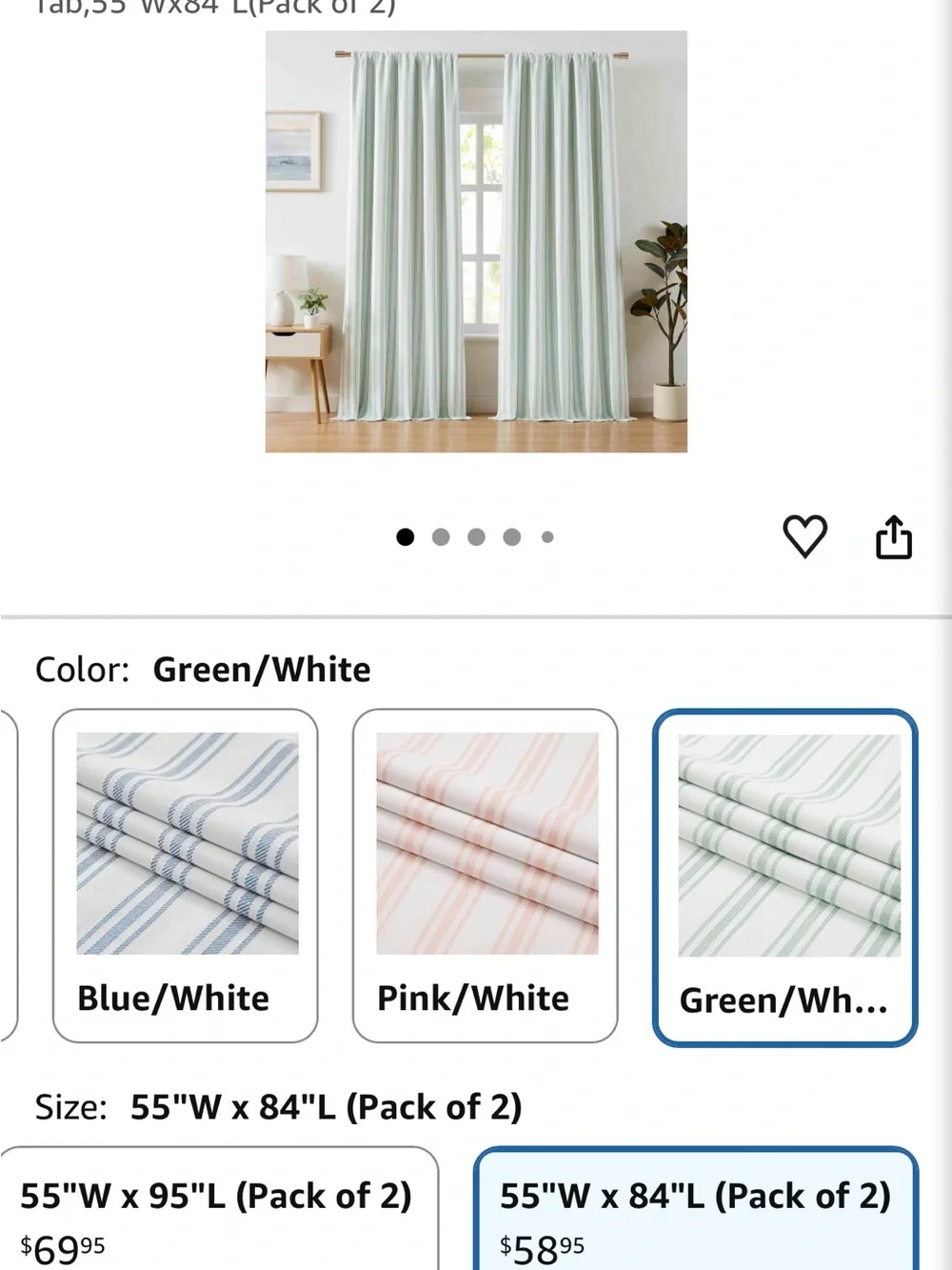 Striped Green White Window Cotton Curtains - Home Accents